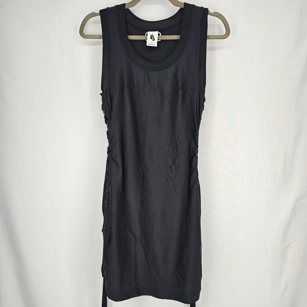 Nike Womens Jersey Dress Black Size Small Rare Golf Tennis Lace Up Sides